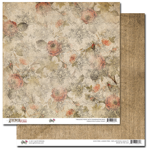 Двусторонняя скрапбумага French Kiss - Floral от Glitz Design