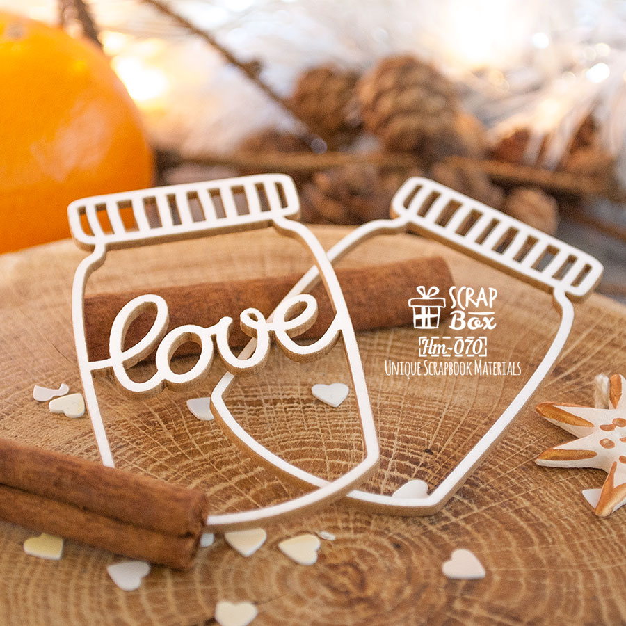 Чіпборд шейкер баночки з написом LOVE 2 шт, 67 * 40 мм від Scrapbox