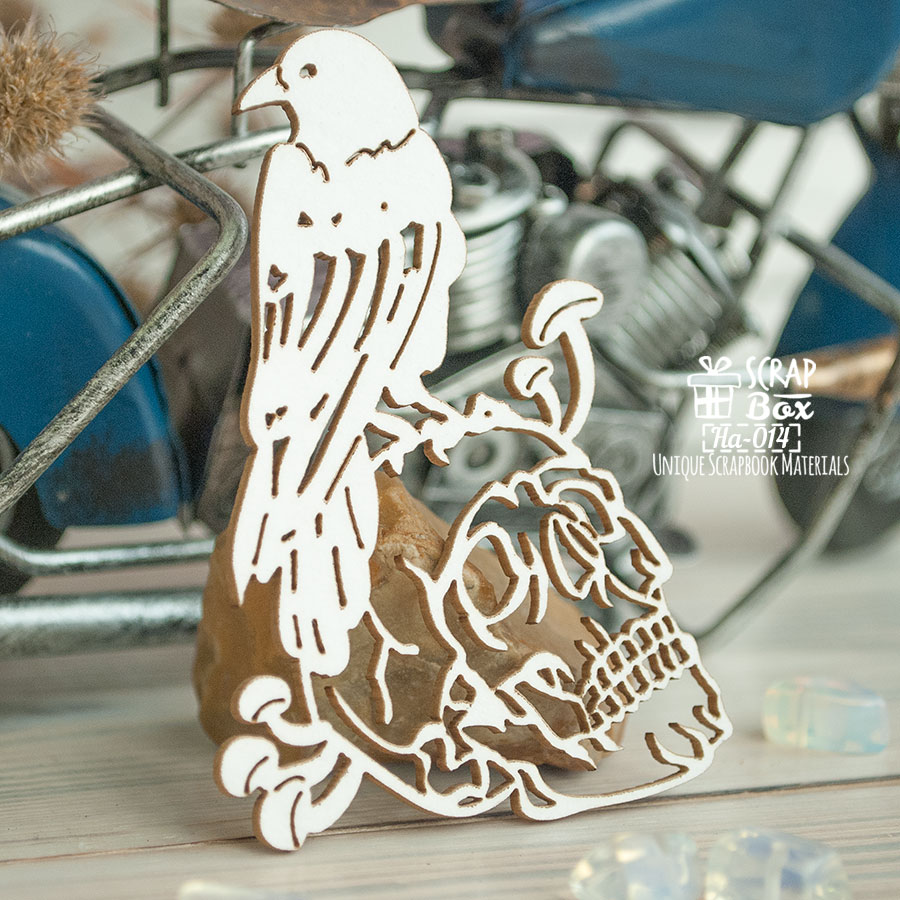 Чіпборд ворон на черепі, 55,3 * 80 мм, Scrapbox