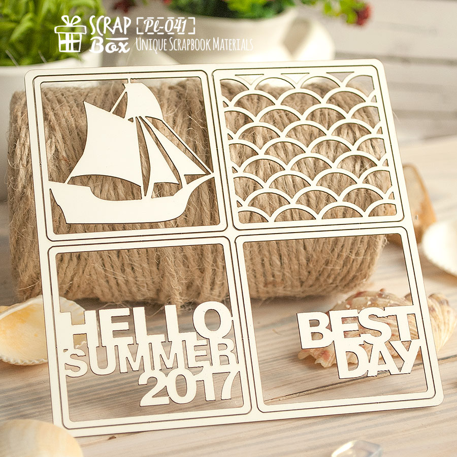 Чіпборд Картка Hello Summer набір з 4-х шт, 106 * 106 мм від Scrapbox