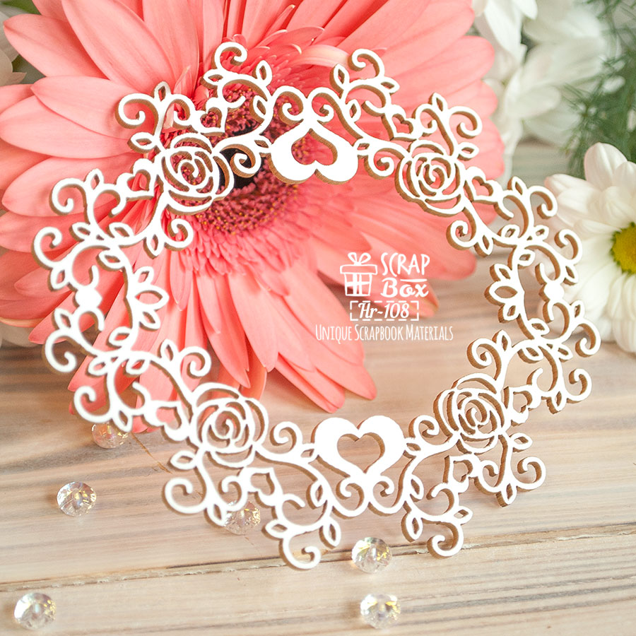 Чіпборд Мереживна рамка з трояндами, 108 * 97 мм від Scrapbox