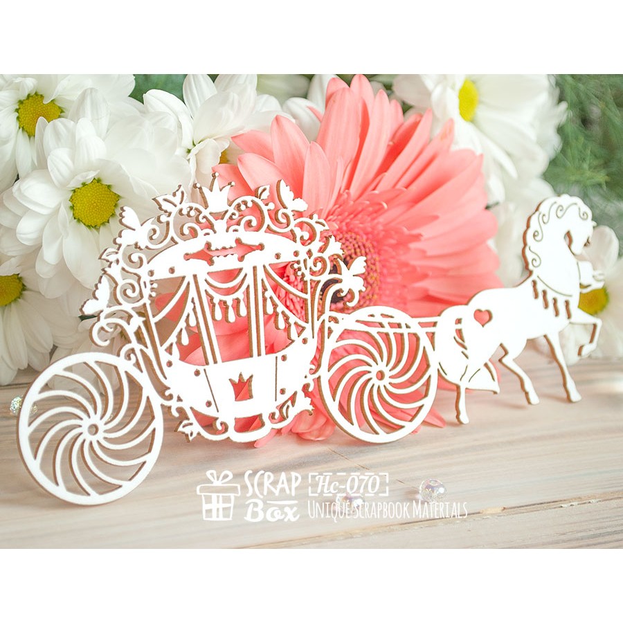 Чіпборд карета з конем в упряжці, 174 * 73 мм від Scrapbox