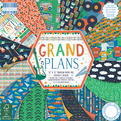 Набір паперу Grand Plans, 16 аркушів, 30 * 30 см від First Edition