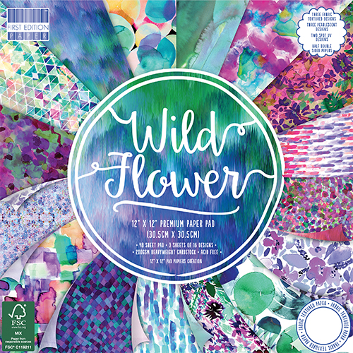 Набор бумаги Wild Flower, 16 листов, 30*30 см от First Edition