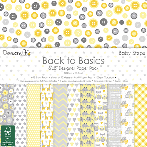 Набор бумаги Back to Basics Baby Steps, 20*20 см, 12 листов от Dovecraft