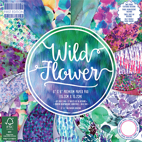 Набір паперу Wild Flower, 16 аркушів, 15 * 15 см від First Edition