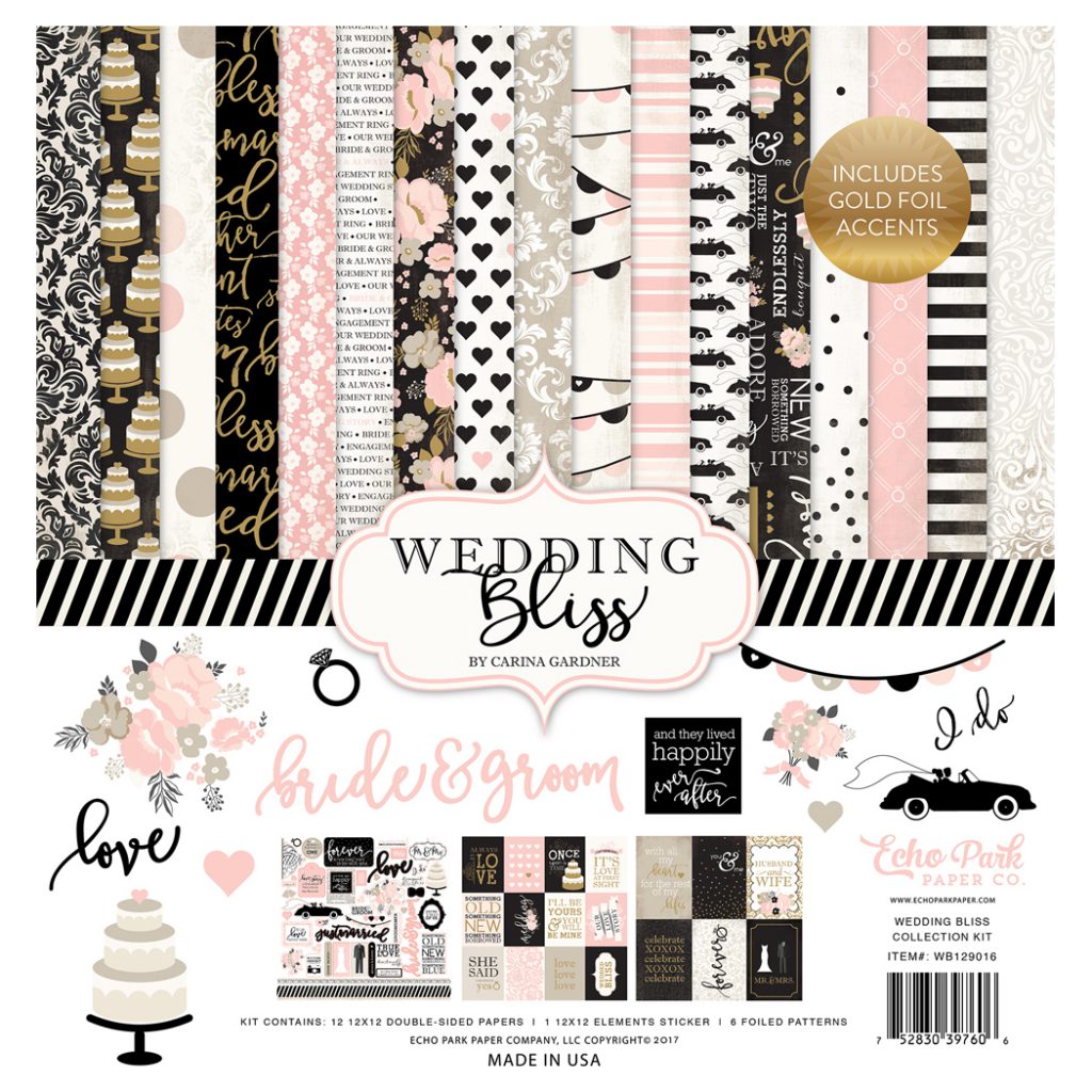 Набор бумаги Wedding Bliss 30х30 см 12 листов + наклейки от Echo Park