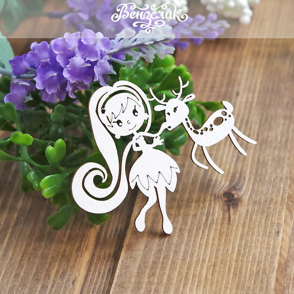 Чіпборд Дівчинка і оленятко, 70 * 57 мм від Вензелік