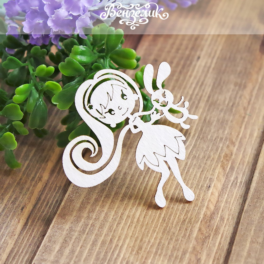 Чіпборд Дівчинка з зайчиком, 58 * 62 мм від Вензелік