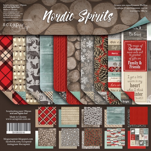 Набор двусторонней бумаги Nordic Spirits 20х20 см, 10 л от Scrapmir