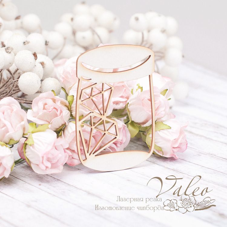 Чипборд Баночка с бриллиантами 45*67мм vl2015 Valeo