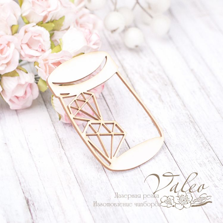 Чипборд Баночка с бриллиантами 45*67мм vl2015 Valeo