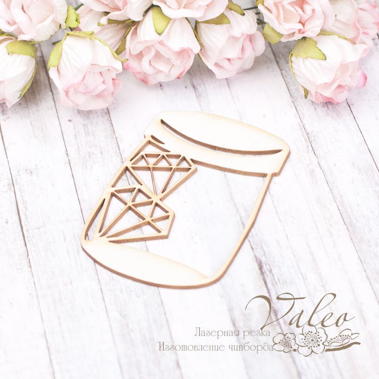 Чипборд Баночка с бриллиантами 45*67мм vl2015 Valeo