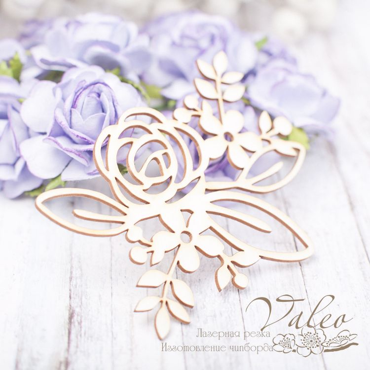 Чипборд Букет цветов 87*68мм vl2190  Valeo