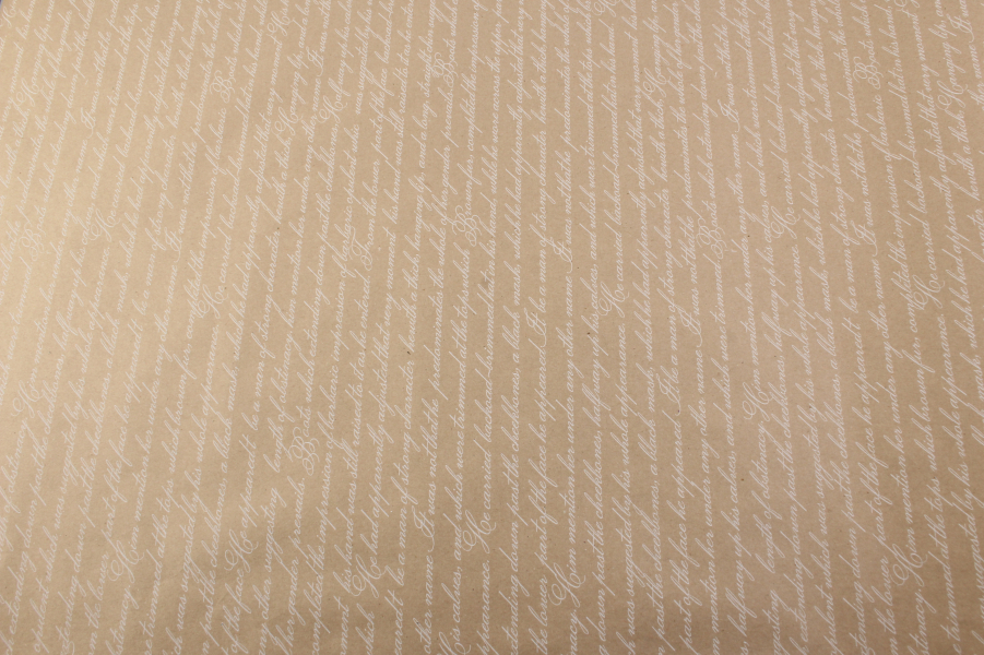 Бумага упаковочная в рулоне, "Письмо белым" на крафте, 8 м/66 см.