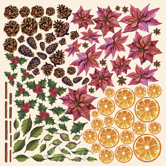 Лист з картинками для вирізання "Botanica winter", 30 * 30 см від Фабрика Декору