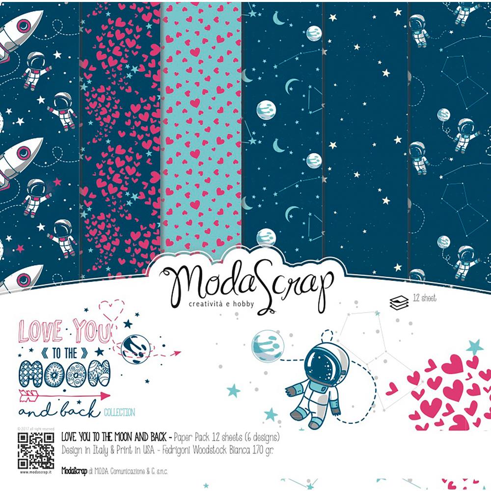 Набір паперу Love you to the Moon and back 30х30 12 аркушів ModaScrap