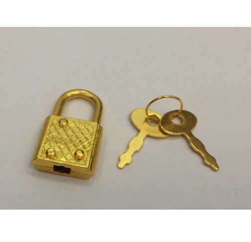 Замочок і ключ для альбому, шкатулки, колір золото, 30 * 18 мм