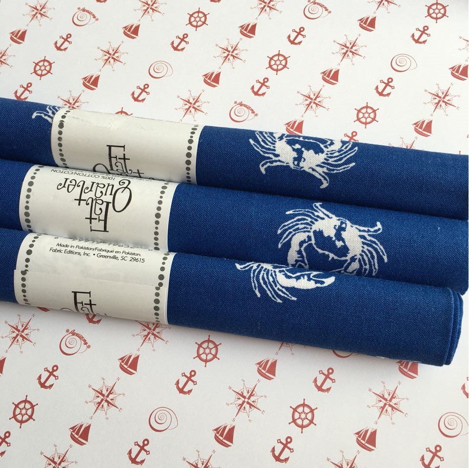 Тканина для рукоділля Краби на синьому тлі, розмір 45 * 52 см від Fabric Editions