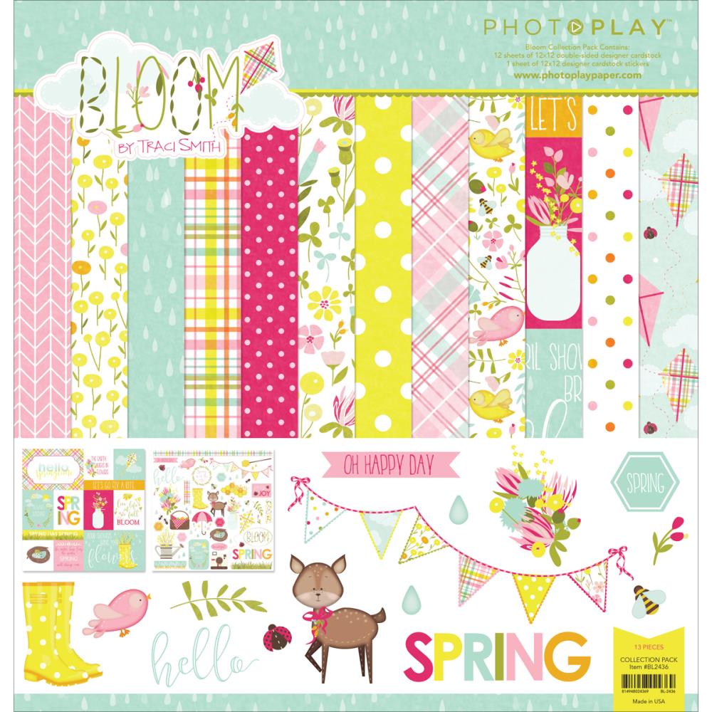 Набор бумаги Bloom, 12 листов + наклейки от Photo Play Paper