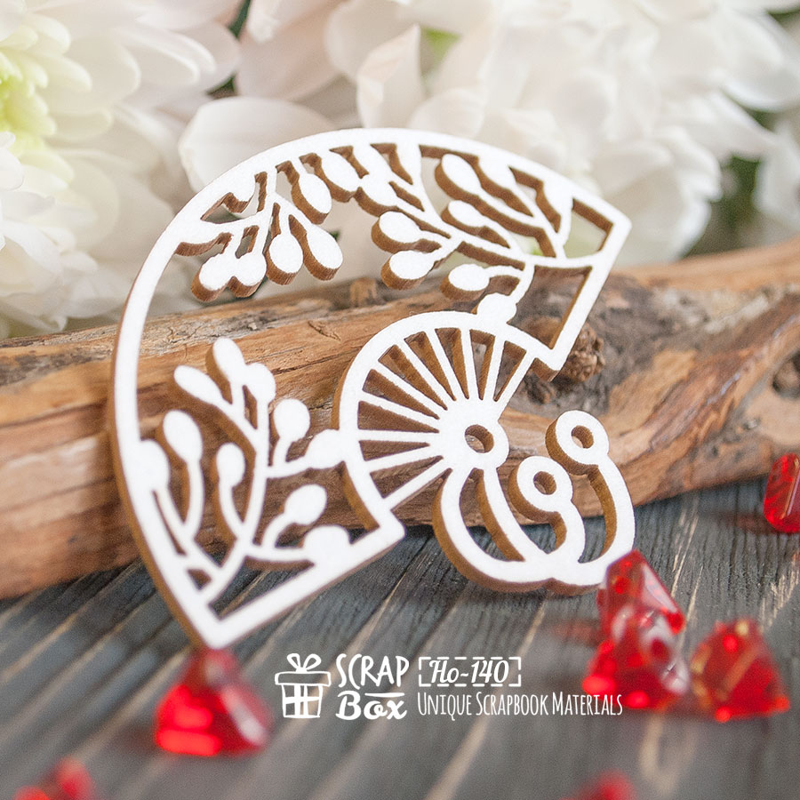 Чипборд Веер с веточками, 66*50 мм от Scrapbox