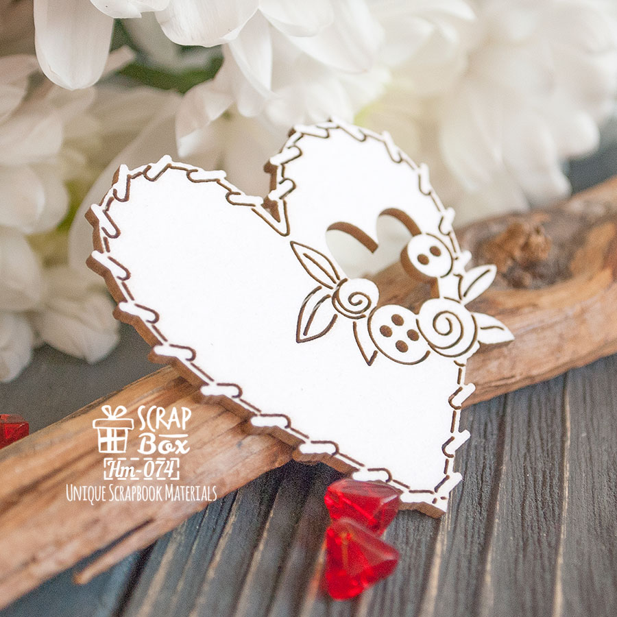 Чіпборд Фетрове сердечко з гудзиками Hm-074 Scrapbox
