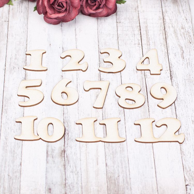 Чіпборд набір Цифри 12 місяців 20 * 23мм vl1602