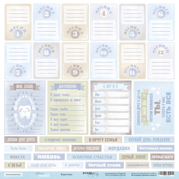 Лист одностороннього паперу 30x30 Картки RU Mommys Hero Scrapmir
