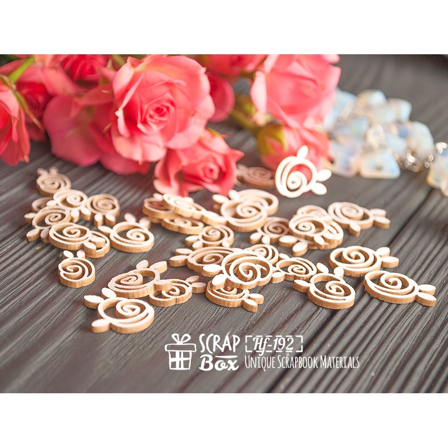 Чіпборд набір зефірних трояндочок 30шт Hf-192 Scrapbox