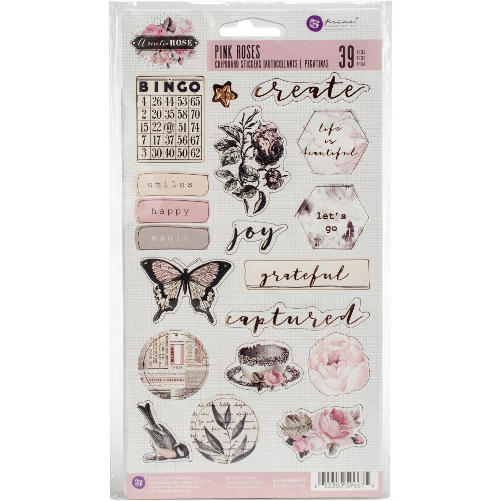 Набор Chipboard Stickers Amelia Rose, 39 шт Prima
