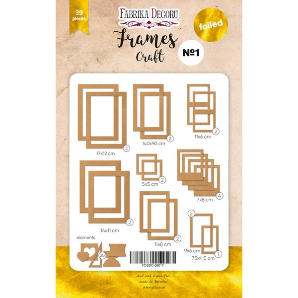 Набор рамок с фольгированием №1 "Kraft" 39 шт Фабрика Декору