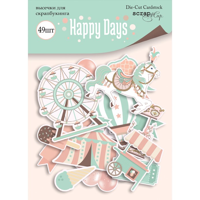 Набор высечек для скрапбукинга, Happy Days, 49шт, Scrapmir