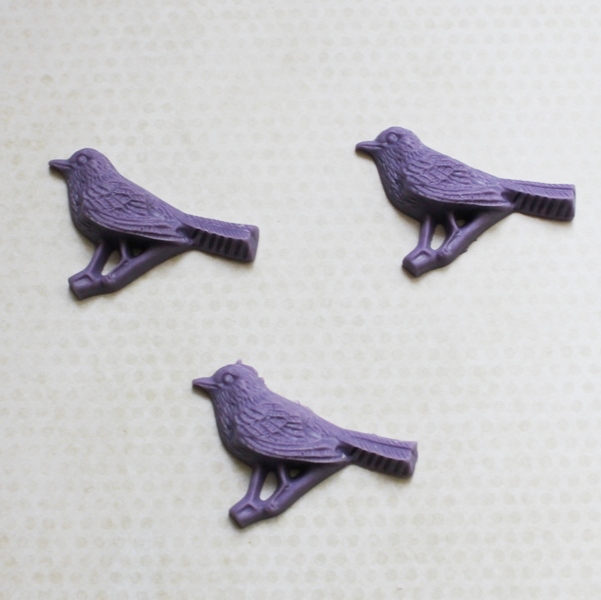 Кабошон Птичка на веточке, 44х28 мм, фиолетовый