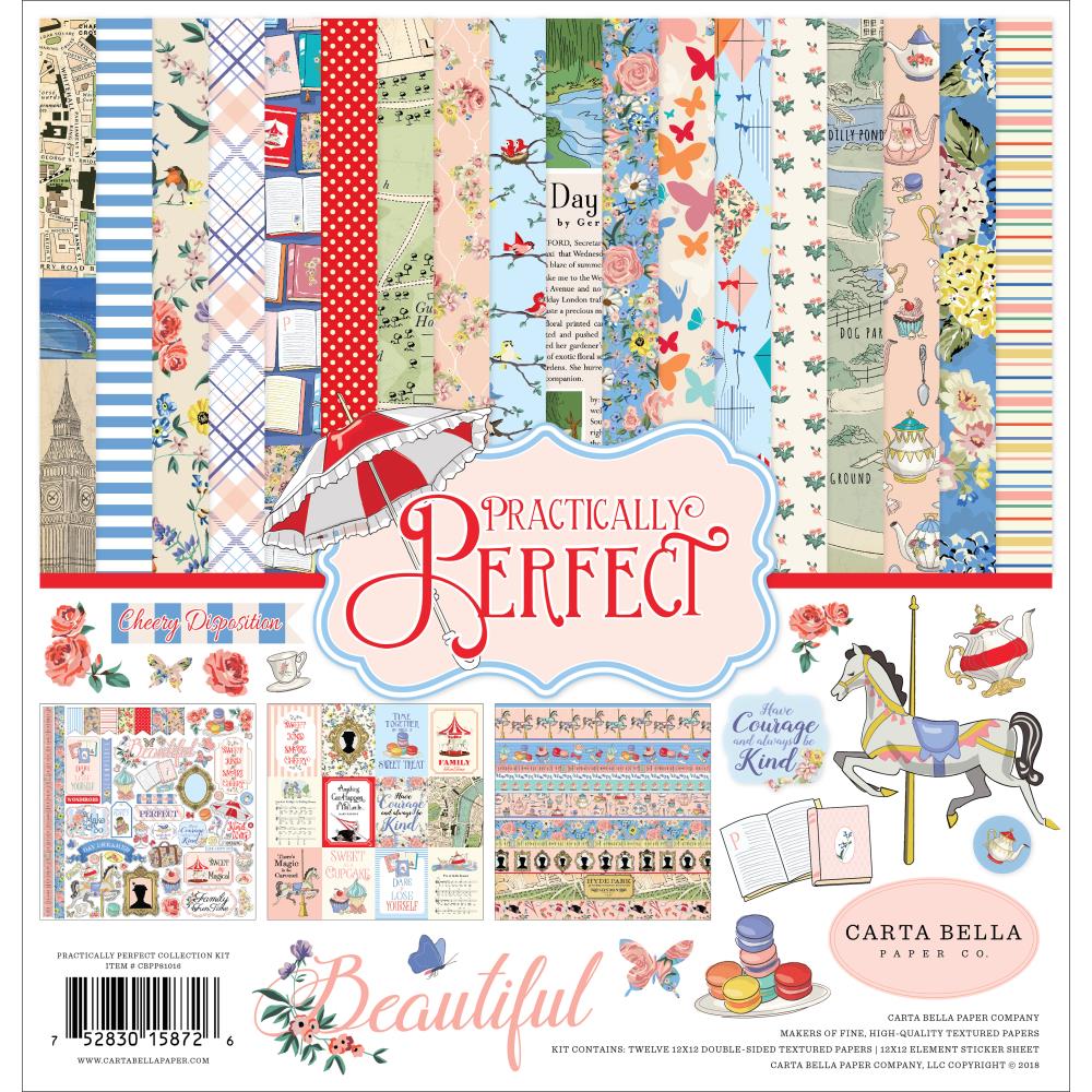 Набор скрапбумаги Practically Perfect 30х30 12 л+ наклейки Carta Bella