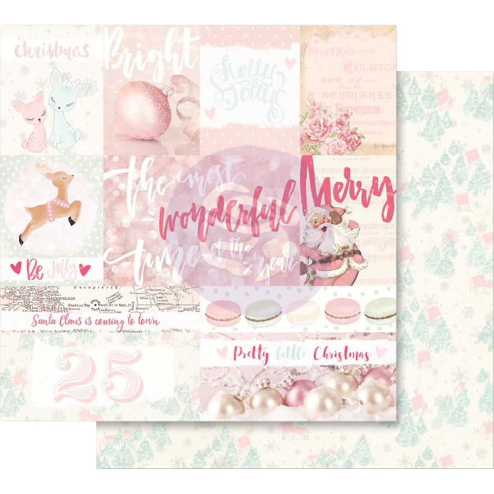 Скрапбумага Pretty Little Christmas - Santa Baby с фольг. 30х30 Prima