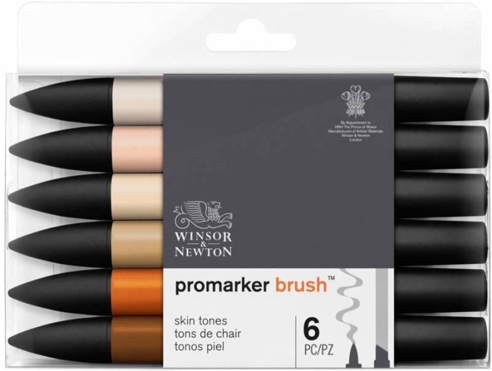 Набір двосторонніх маркерів, Brushmarker, Тілесні тони, 6 шт, W&N