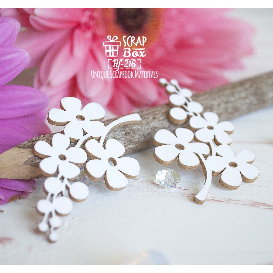 Чіпборд гілочки з квіточками великі 2шт Hf-216 Scrapbox