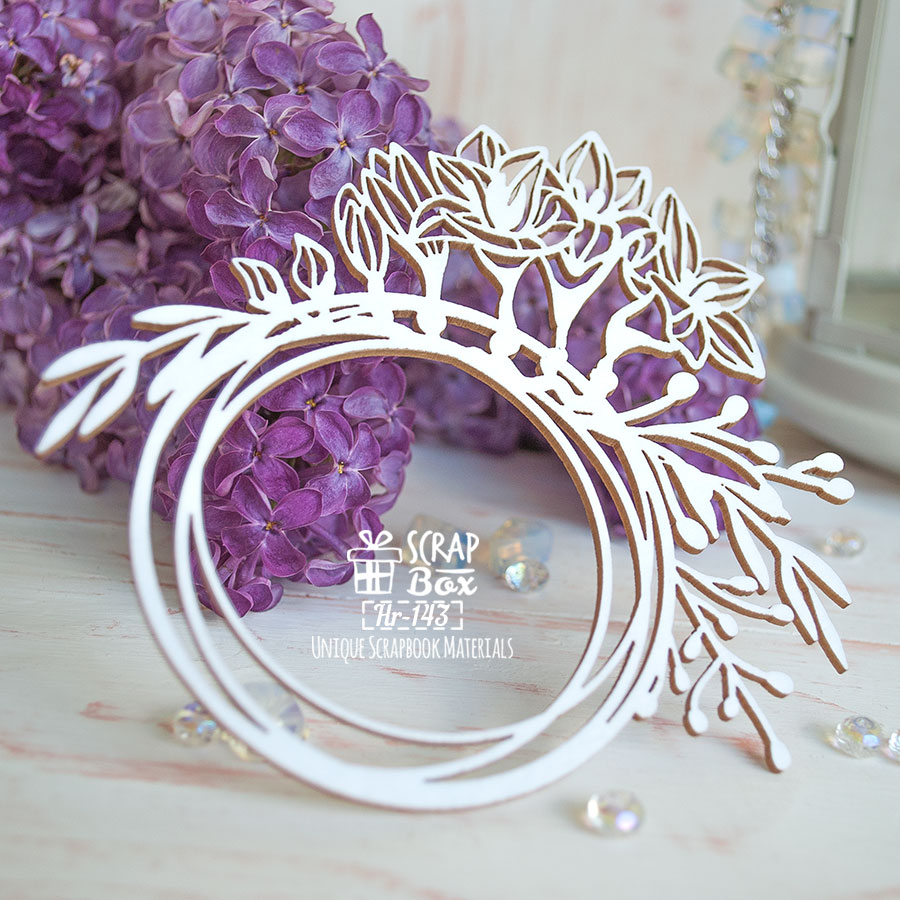 Чіпборд кругла рамка в гілкою фрезії Hr-143 Scrapbox
