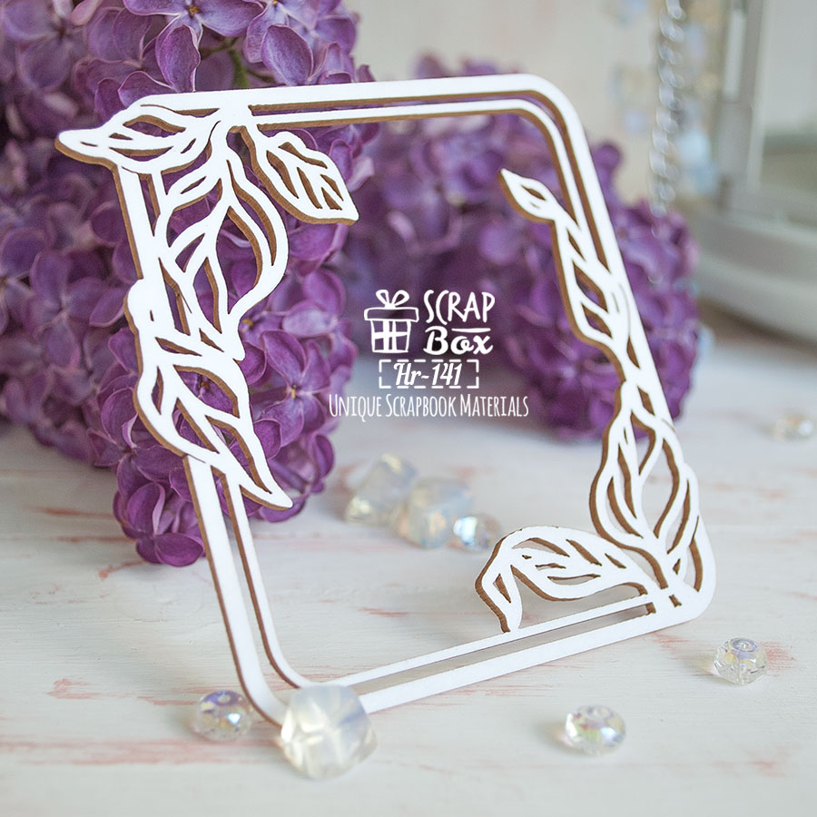 Чіпборд квадратна рамка з листочками Hr-141 Scrapbox
