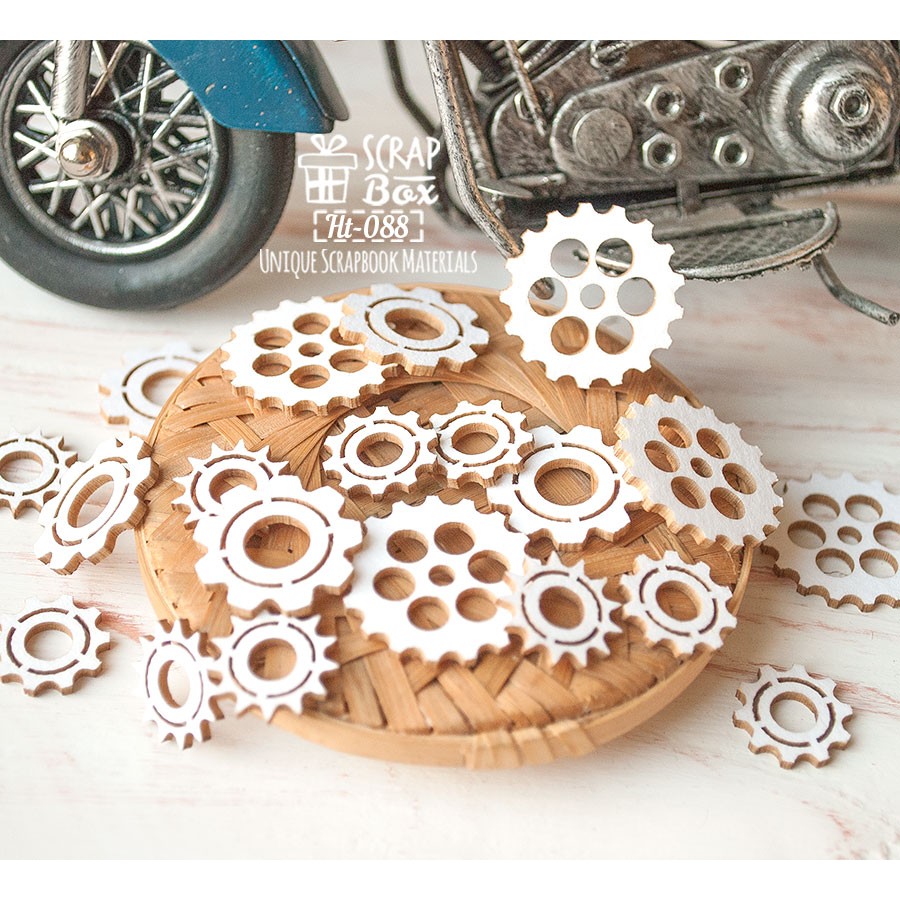 Чіпборд набір шестерень 20шт, 16 x 16 мм Ht-088, Scrapbox