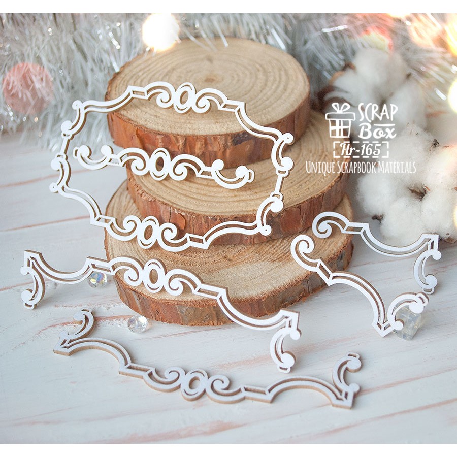 Чіпборд набір рамочка з бордюрами, 102 x 88 мм Hr-165, Scrapbox