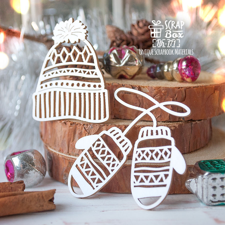 Чіпборд набір шапка з рукавицями, 47x51мм, Scrapbox