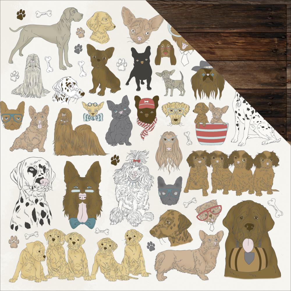 Скрапбумага двусторонняя Dogs - Pawfect, 30x30, Kaisercraft