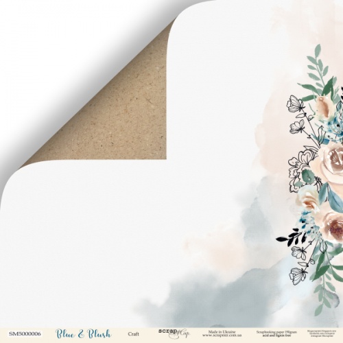Аркуш двостороннього паперу 30x30 Scrapmir Крафт - Blue & Blush