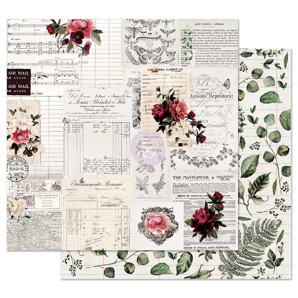 Двосторонній папір Rose receipts - Midnight Garden, з фольги. 30х30 см, Prima