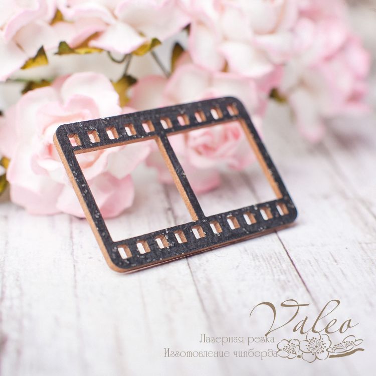 Чіпборд Кадр 37 * 24мм чорний з глітером 2635, Valeo