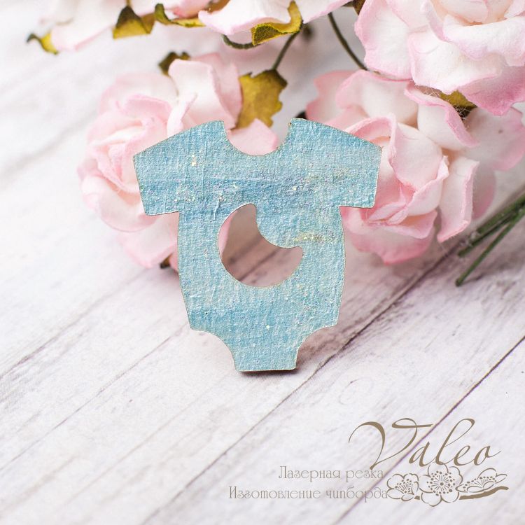 Чипборд Бодик 27*27мм голубой с глиттером 2629, Valeo