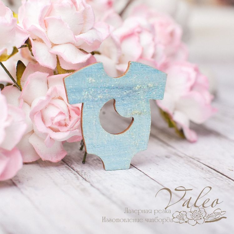 Чипборд Бодик 27*27мм голубой с глиттером 2629, Valeo