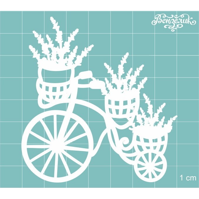 Чипборд Велосипед с цветами 70*75 мм, Вензелик