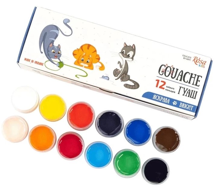 Набір гуашевих фарб Cats 12*10мл, ROSA Kids